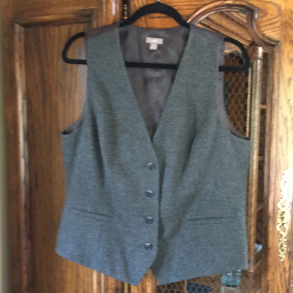 Classic J.JILL Wool Blend Stretch VEST Grey Tweed